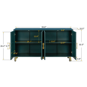 English Elm Wood Media Console with Grooved Doors Gold Legs and Interior Storage for Living Room W1445132035