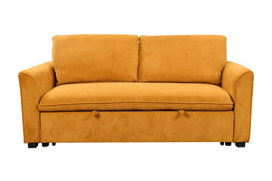 English Elm 78 Convertible 3-in-1 Sleeper Sofa Bed with Easy Pull-Out Hidden Mattress, Compact Modern Loveseat Yellow Brown W1417131882