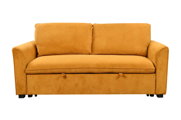 English Elm 78 Convertible 3-in-1 Sleeper Sofa Bed with Easy Pull-Out Hidden Mattress, Compact Modern Loveseat Yellow Brown W1417131882