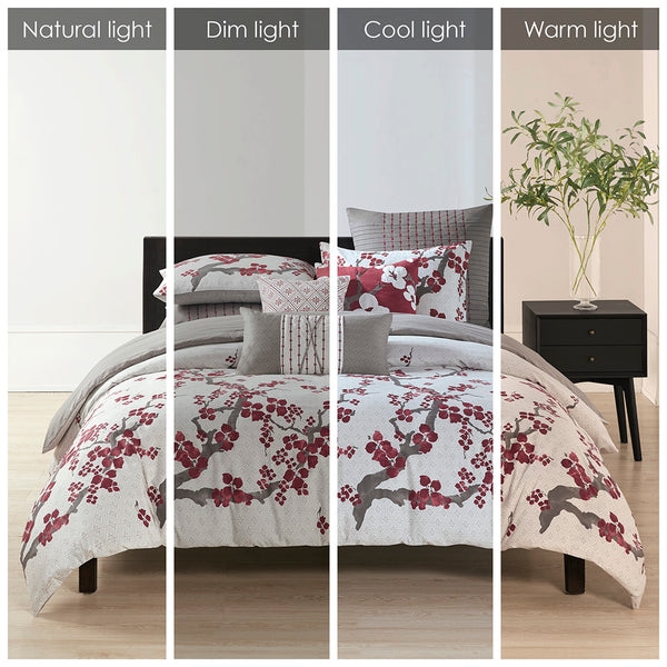 English Elm Duvet Natori Cherry Blossom King Mini Set — 100% Cotton Sateen & Percale, Diamond Print, OEKO‑TEX B03599555