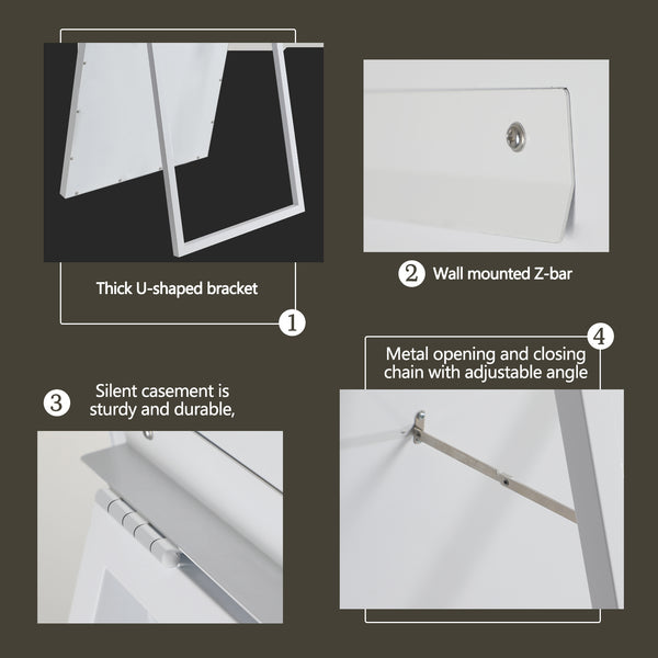 English Elm 65" LED Lighted Full-Length Mirror with Crystal Frame, Shatterproof HD Glass, Modern Standing Elegance W1340119589