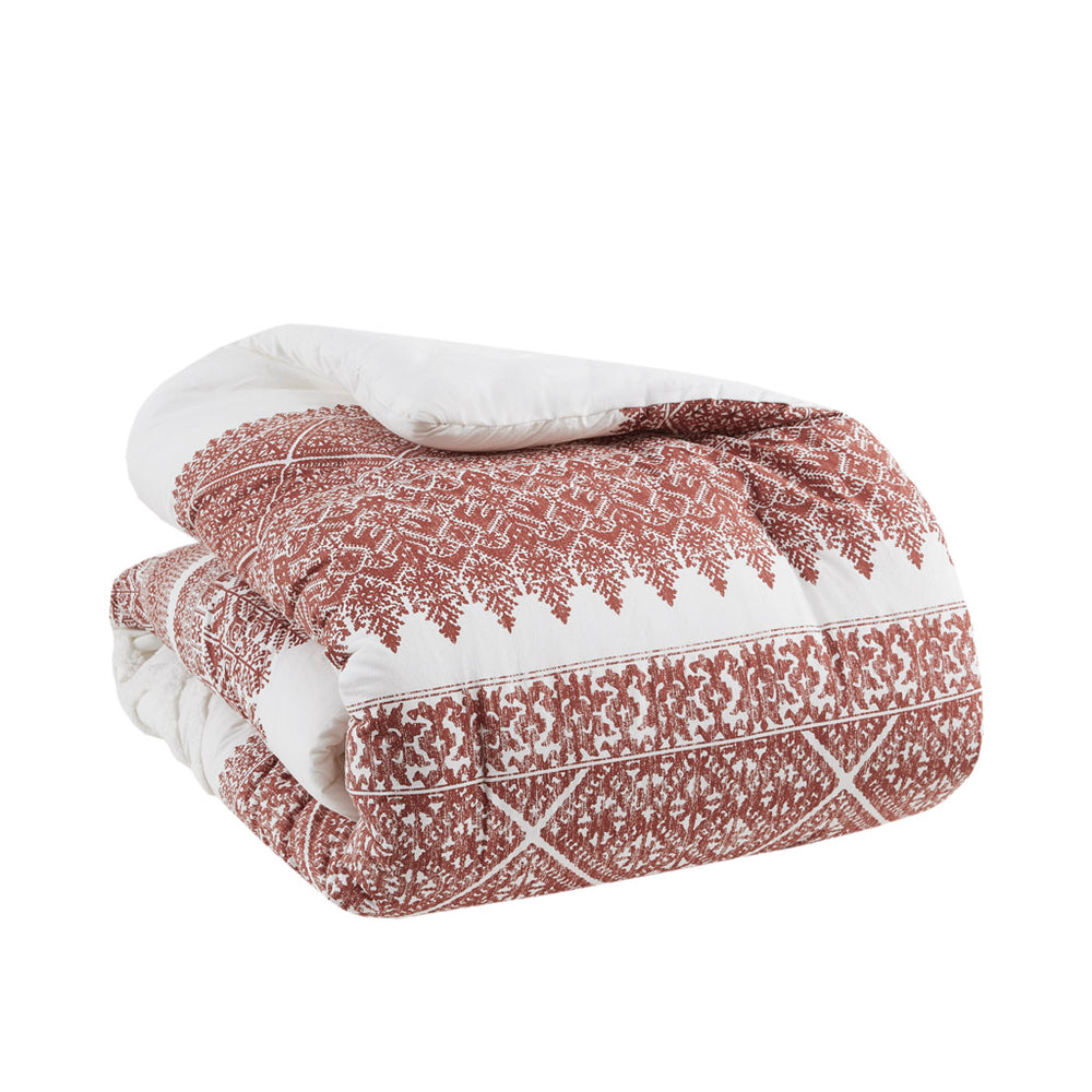 English Elm 3 Mila Cotton Comforter Set Auburn Chevron Chenille Tufting Full/Queen – Shabby Chic, OEKO-TEX Certified Comfort B035P148267