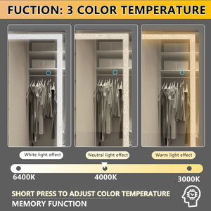 English Elm 65" LED Lighted Full-Length Mirror with Crystal Frame, Shatterproof HD Glass, Modern Standing Elegance W1340119589