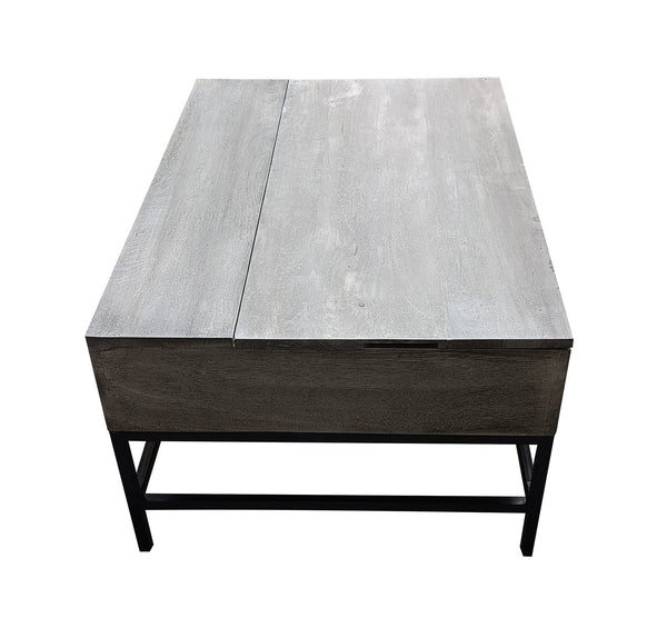 English Elm T1105-05 Modern Lift Top Coffee Table with Hidden Storage, Natural Wood Finish & Industrial Iron Base B009140752