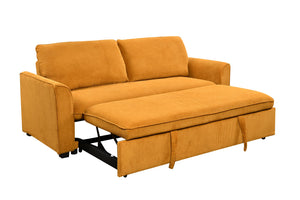 English Elm 78 Convertible 3-in-1 Sleeper Sofa Bed with Easy Pull-Out Hidden Mattress, Compact Modern Loveseat Yellow Brown W1417131882