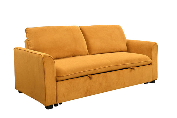 English Elm 78 Convertible 3-in-1 Sleeper Sofa Bed with Easy Pull-Out Hidden Mattress, Compact Modern Loveseat Yellow Brown W1417131882