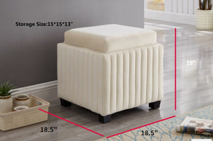 English Elm 18 Inch Velvet Storage Ottoman Bench with Removable Tray Footrest for Living Room W2082130356