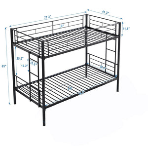 English Elm Metal Twin Over Bunk Bed with Stairs Steel Frame Kids Shared Bedroom Black W311120498