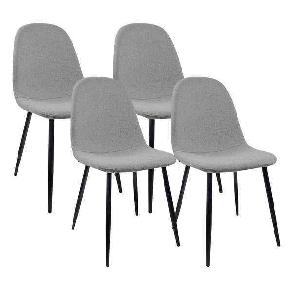 English Elm Dining Chairs Set Of 4 - Modern Spoon-Shaped Accent Chairs With Durable Black Metal Legs In Gray W2189131684