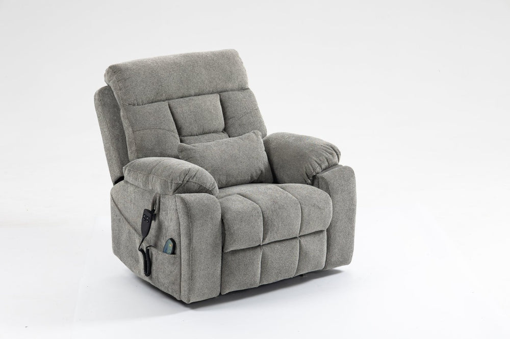 English Elm Old Age Velvet Power Lift Recliner with Dual Motors Massage Heating Flat Recline W547S00044