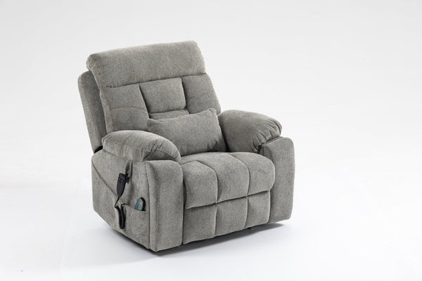 English Elm Old Age Velvet Power Lift Recliner with Dual Motors Massage Heating Flat Recline W547S00044