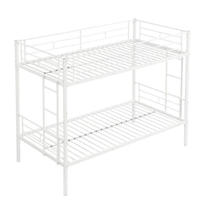 English Elm Metal Twin Over Bunk Bed with Stairs Steel Frame Kids Shared Bedroom White W311120499