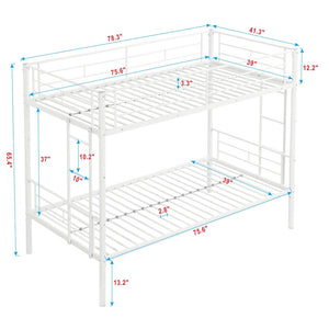 English Elm Metal Twin Over Bunk Bed with Stairs Steel Frame Kids Shared Bedroom White W311120499
