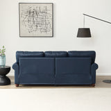 English Elm Classic Living Room Nails Sofa Navy Blue Faux Leather