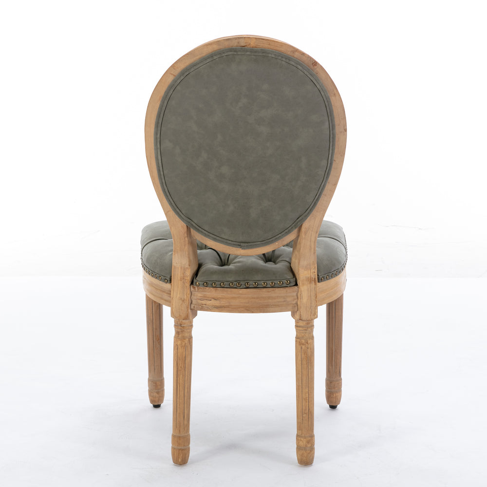 English Elm French Solid Wood Dining Chair with Hand-Pulled Backrest, High-Density Foam Cushion, Nailhead Trim, Sturdy Legs Olive Green W1143137915