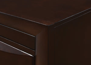 English Elm 1Pc Contemporary 2 Drawer Nightstand Brown Wood Finish with Beveled Drawers & Silver Knobs, 25.6" x 17" x 25.4" B011P144219