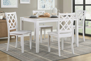 English Elm Classic Transitional 5pc Dining Set with Lattice-Back Side Chairs and Solid Wood Table, Durable Finish White 51.75 L x 40 W x 11.25 H B011P144224