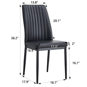 English Elm Modern Dining Chairs Set Of 6, Side Dining Room/Kitchen Chairs, Faux Leather Upholstered Seat and Metal Legs Side Chairs, Black