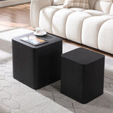 Black Oak Set of 2 Nesting Side Coffee End Tables for Living Room, Office, Bedroom