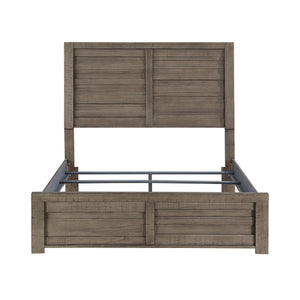 English Elm Rustic Longview Full Bed with Planked Panel Headboard and Low Profile Footboard, Birch Veneer Finish Gray 61.25 L x 40.5 W x 5.5 H B011S01257