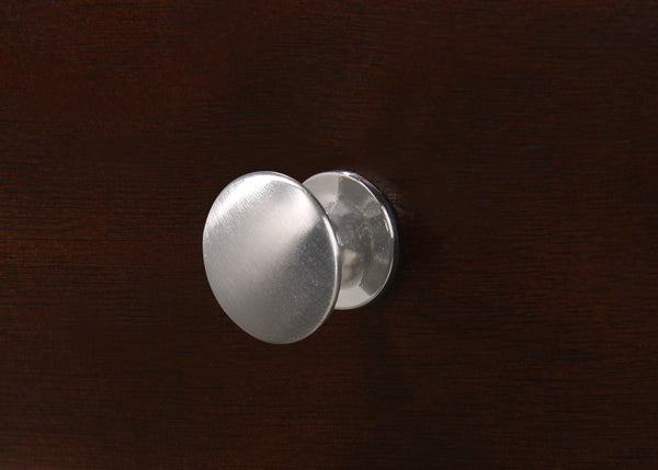 English Elm 1Pc Contemporary 2 Drawer Nightstand Brown Wood Finish with Beveled Drawers & Silver Knobs, 25.6" x 17" x 25.4" B011P144219