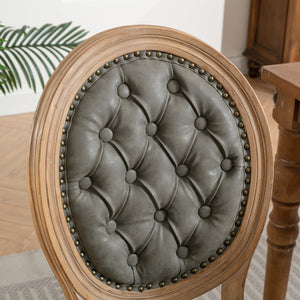 English Elm French Solid Wood Dining Chair with Hand-Pulled Backrest, High-Density Foam Cushion, Nailhead Trim, Sturdy Legs Olive Green W1143137915