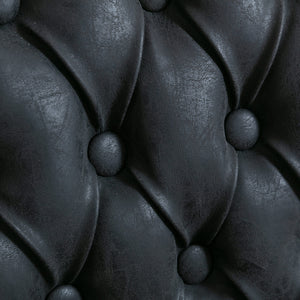 English Elm French Solid Wood Dining Chair with Nailhead Trim, High-Density Cushion & Hand-Pulled Backrest Black PU W1143137916