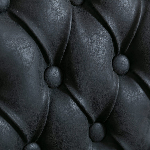 English Elm French Solid Wood Dining Chair with Nailhead Trim, High-Density Cushion & Hand-Pulled Backrest Black PU W1143137916