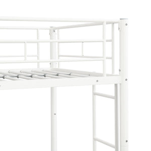 English Elm Metal Twin Over Bunk Bed with Stairs Steel Frame Kids Shared Bedroom White W311120499