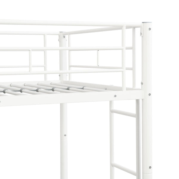 English Elm Metal Twin Over Bunk Bed with Stairs Steel Frame Kids Shared Bedroom White W311120499