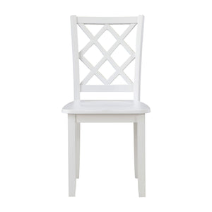 English Elm Classic Transitional 5pc Dining Set with Lattice-Back Side Chairs and Solid Wood Table, Durable Finish White 51.75 L x 40 W x 11.25 H B011P144224