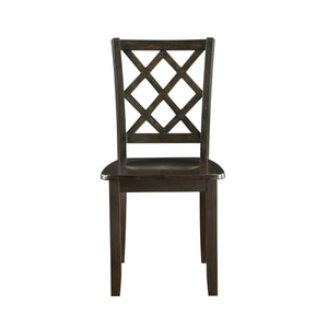 English Elm Classic Transitional 5pc Dining Set with Lattice-Back Side Chairs and Solid Wood Table, Durable Finish Charcoal 51.75 L x 40 W x 11.25 H B011P144223