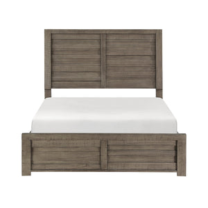 English Elm Rustic Longview Full Bed with Planked Panel Headboard and Low Profile Footboard, Birch Veneer Finish Gray 61.25 L x 40.5 W x 5.5 H B011S01257
