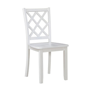 English Elm Classic Transitional 5pc Dining Set with Lattice-Back Side Chairs and Solid Wood Table, Durable Finish White 51.75 L x 40 W x 11.25 H B011P144224