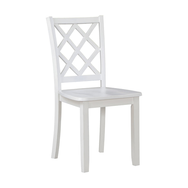 English Elm Classic Transitional 5pc Dining Set with Lattice-Back Side Chairs and Solid Wood Table, Durable Finish White 51.75 L x 40 W x 11.25 H B011P144224