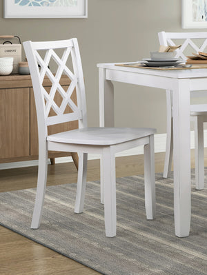 English Elm Classic Transitional 5pc Dining Set with Lattice-Back Side Chairs and Solid Wood Table, Durable Finish White 51.75 L x 40 W x 11.25 H B011P144224