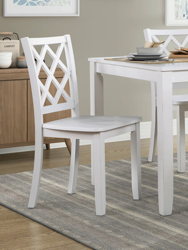 English Elm Classic Transitional 5pc Dining Set with Lattice-Back Side Chairs and Solid Wood Table, Durable Finish White 51.75 L x 40 W x 11.25 H B011P144224