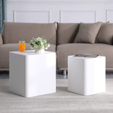 White MDF Nesting Tables, Set of 2 for Living Room, Office, Bedroom