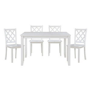 English Elm Classic Transitional 5pc Dining Set with Lattice-Back Side Chairs and Solid Wood Table, Durable Finish White 51.75 L x 40 W x 11.25 H B011P144224