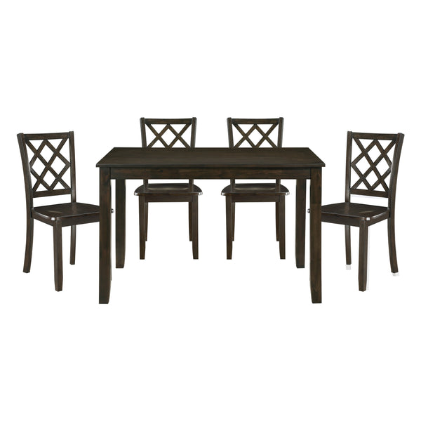 English Elm Classic Transitional 5pc Dining Set with Lattice-Back Side Chairs and Solid Wood Table, Durable Finish Charcoal 51.75 L x 40 W x 11.25 H B011P144223