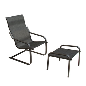 English Elm Outdoor C Spring Motion Patio Bistro Set with Ottoman — Quick-Dry Textile, Non-Slip Feet, Cozy Rocking Comfort W1859113279