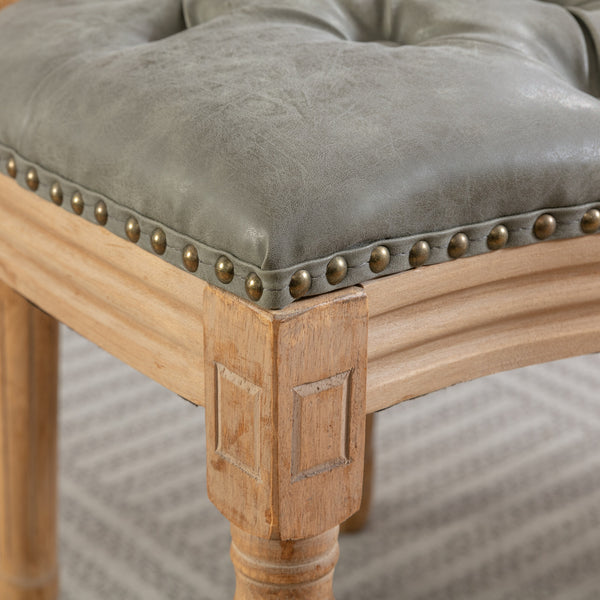 English Elm French Solid Wood Dining Chair with Hand-Pulled Backrest, High-Density Foam Cushion, Nailhead Trim, Sturdy Legs Olive Green W1143137915