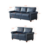 English Elm Living Room Sofa With Storage Sofa 2+3 Sectional Navy Blue Faux Leather