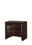 Contemporary 2-Drawer Nightstand End Table Jewelry Tray Brown Finish Solid Wood Bedroom Furniture