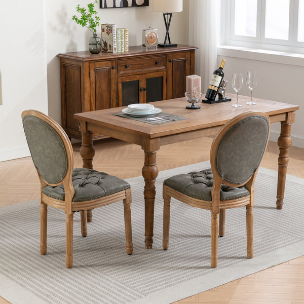 English Elm French Solid Wood Dining Chair with Nailhead Trim, High-Density Cushion & Hand-Pulled Backrest Olive Green W1143137915