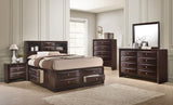 English Elm 1 Piece Contemporary 5 Drawer Chest Brown Finish Solid Wood Wooden Bedroom Furniture