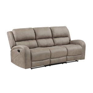 English Elm Luxurious Pagosa Double Reclining Sofa in Brown Microfiber — Plush Contoured Seating, 84.5" Wide B011P144396