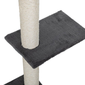 English Elm 5 Piece Wall Mounted Cat Tree with Sisal Posts Flannel Condo Perches and Rope Bridge Gray W2181P144416