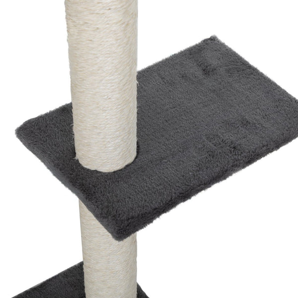 English Elm 5 Piece Wall Mounted Cat Tree with Sisal Posts Flannel Condo Perches and Rope Bridge Gray W2181P144416