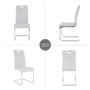 English Elm Modern Faux Leather Dining Side Chairs with Chrome Legs Ergonomic Set of 2 Grey+Silver W210127288